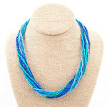 12 Strand Bead Necklace - Aqua