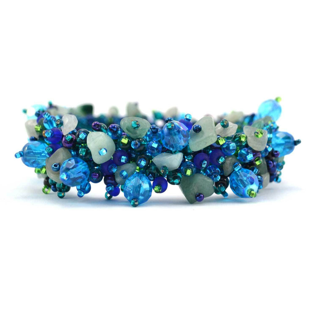 Magnetic Stone Caterpillar Bracelet - Blue