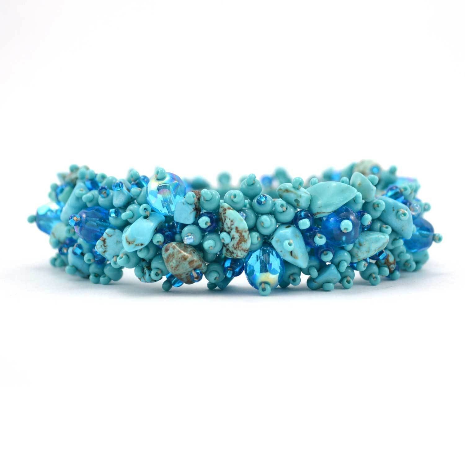 Magnetic Stone Caterpillar Bracelet - Turquoise