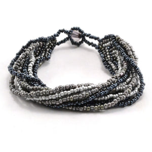 12 Strand Bracelet- Black Gray