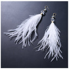 White Ostrich Feather Earrings