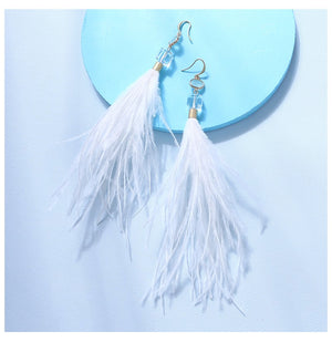 White Ostrich Feather Earrings